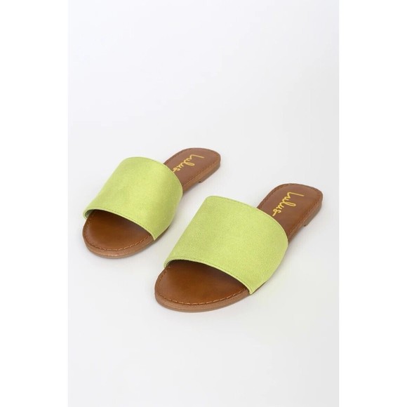 Lulus Shoes - Size 8 Lulus Addison Lime Suede Slide Sandals